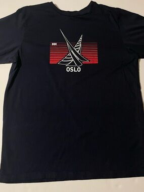 Helly Hansen Navy T-Shirt with Red & White Oslo Graphic